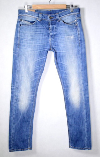 DONDUP mens Vintage Light Blue DISTRESSED JEANS Hi-Sam | W32 L30 | Made in Italy - Picture 3 of 12
