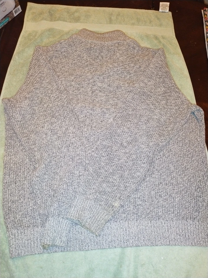 全新带标签 GH Bass & Co 男式套衫毛衣棕褐色长袖 1/4 纽扣 XL — 第 4/4 张图片