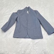 Light Blue Women's Single-Breasted Two-Button Blazer Jacket Long Sleeve Solid