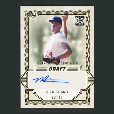 Nick Bitsko Rookie /75 #BA-NB1 Autograph 2020 Leaf Ultimate Gold Tampa Bay Rays
