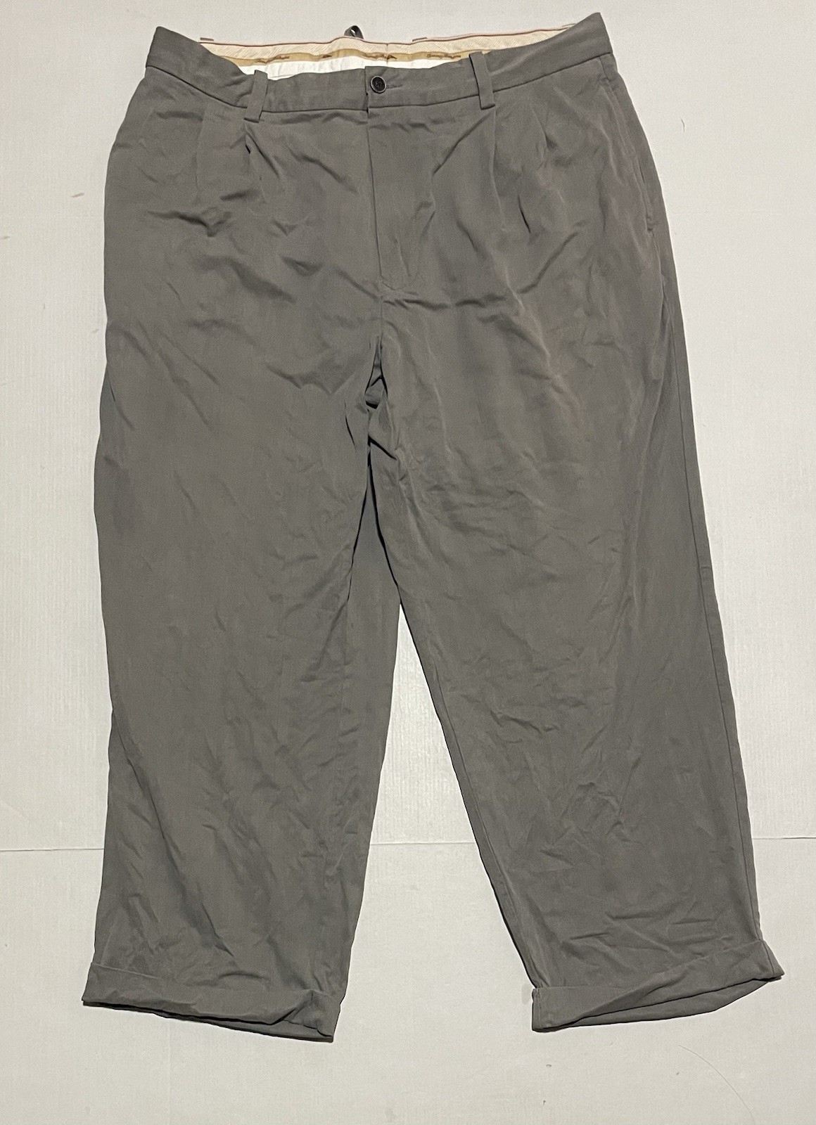 Tommy Bahama Pants Mens 38 X 25.5 Gray Island Bamboo Pleated Dress Pants Silk