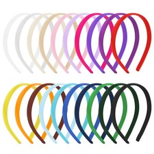 20 PCS Narrow Thin Satin Headbands 0.6 Inch Multicolored DIY Hair Bands