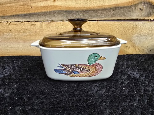 Vtg Corning Ware Mallard Duck 1.5 Liter A 1 1/2 B Casserole Dish Pyrex Lid A 7 C