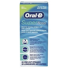 Oral-B Super Floss Pre-Cut Strands Dental Floss, Mint, 50 Count