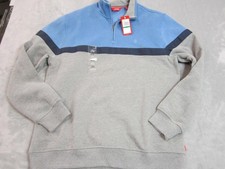 IZOD Sweatshirt Mens Large Gray 1/4 Zip Mock Neck Colorblock Fleece Pullover