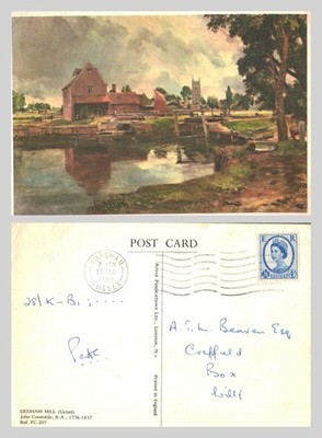 Alte Postkarte - Dedham Mill John Constable Gemälde Kunst Reproduktion VERSCHICKT