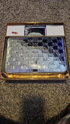 New MICHAEL KORS JET SET Large METALLIC  SILVER crossbody Bag