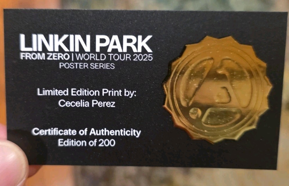 Linkin Park From Zero World Tour Sacramento Poster Limited Edition 98/200