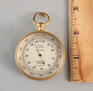 Antique Short & Mason London Brass Compensated Travel Pocket Barometer Altimeter