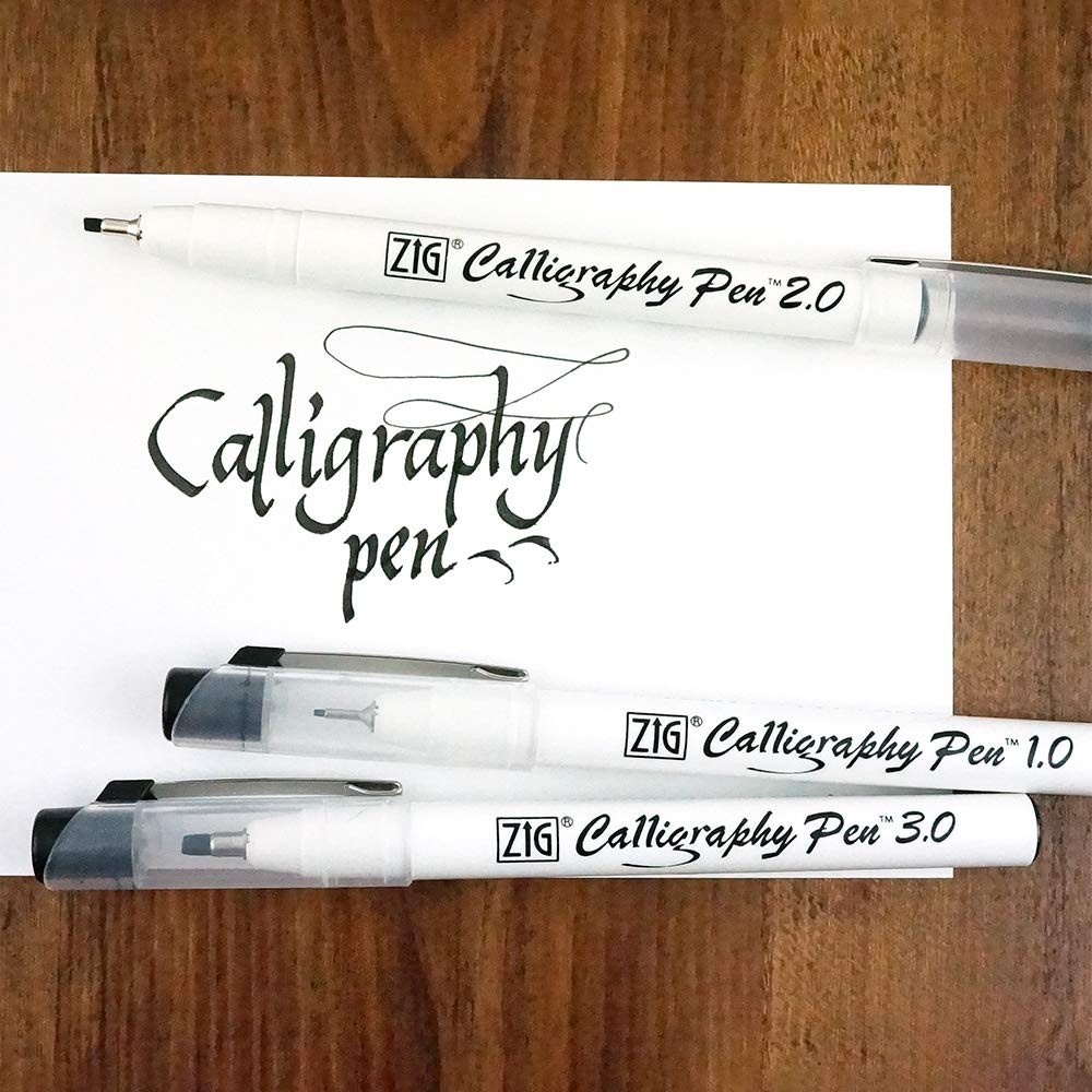 Kuretake ZIG CALLIGRAPHY PEN SQUARE Tip BLACK 3 Set, 1mm, 2mm, 3mm, For Italic