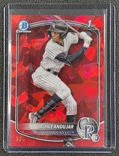 ASHLY ANDUJAR 2025 BOWMAN CHROME SAPPHIRE #BCP-20 RED REFRACTOR 1ST PROSPECT 2/5