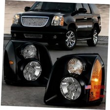 Headlight Assembly Compatible with Black Housing Clear Lens Amber Reflctor