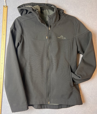 Kathmandu Jacket Hoodie Womens 10 Black Long Sleeve Softshell Winter Adventure