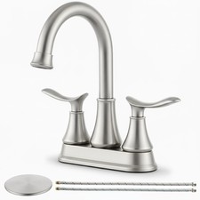 Modern Brushed Nickel 2-Handle Bathroom Faucet, 4 inch Centerset RV Bathroom ...