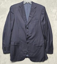 Ermenegildo Zegna Blazer Mens Size 52 L Blue Stripe Wool Trofeo Fit Rom Italy