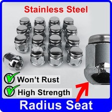 16 x ALLOY WHEEL NUTS - HONDA CIVIC (ROUND SEAT) M12x1.5 STAINLESS CAP LUG BOLT