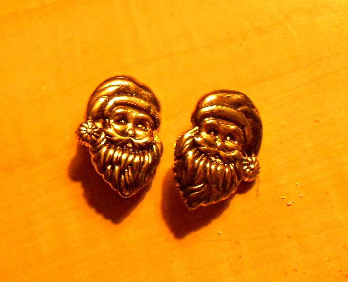 Vintage Silver Gold Tone Santa Claus Christmas Clip Earrings eBay