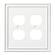 White Double Duplex Wall Plate Double Outlet Metal