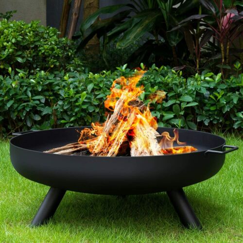24" Round Fire Pit Folding Patio Garden Bowl Outdoor Camping Heater Log Burner - Picture 1 of 3