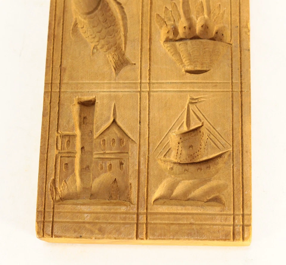= 19th/20th C. Chocolate Candy Cookie Mold Carved Wood w. 6 Square Patterns - Image 4 of 4