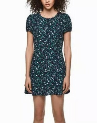Pepe Jeans Damen Kleid Emina Schwarz-Grün Regular Fit Kurzarm Viskose Print Mini