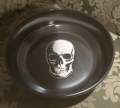 Studio 3B Halloween Black Skull Serve Bowl 10 inch Diameter Dishwasher Safe
