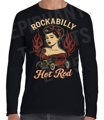 Rockabilly T-Shirt Hot-Rod Built For Speed Herren Langarm D2