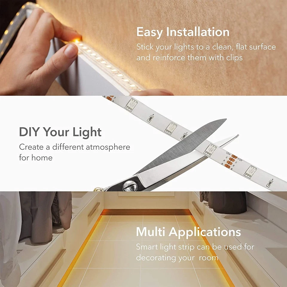 Smart Home WIFI Wireless RGB Smart LED Strip Lights 16.4ft WiFi RGB LED Kit 5050 - Image 2 of 4