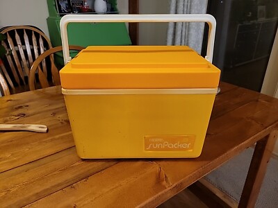 Vintage Thermos Compact Size ''SUNPACKER'' Cooler Yellow & Orange Model 7713 
