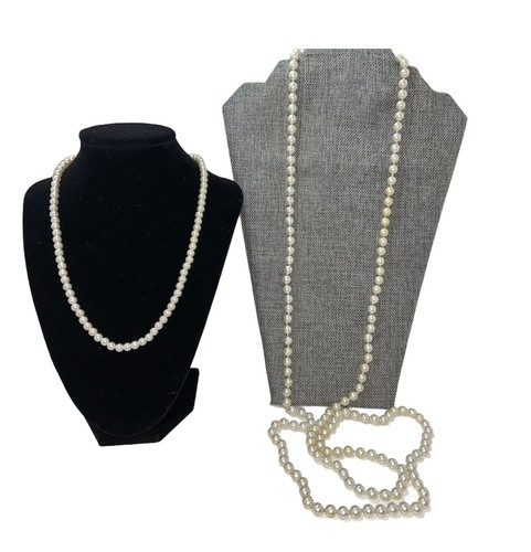 Lote de 2 Collares Largos con Cuentas de Perlas Simitantes - Imagen 2 de 12