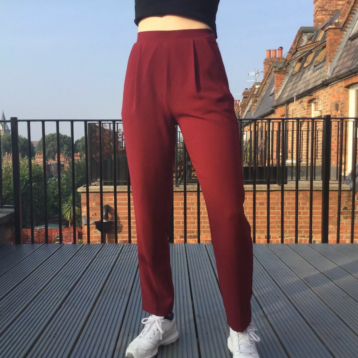 American Apparel Crepe Pants XS 6-8 Highwaisted Red Smart Casual Topshop  Tumblr