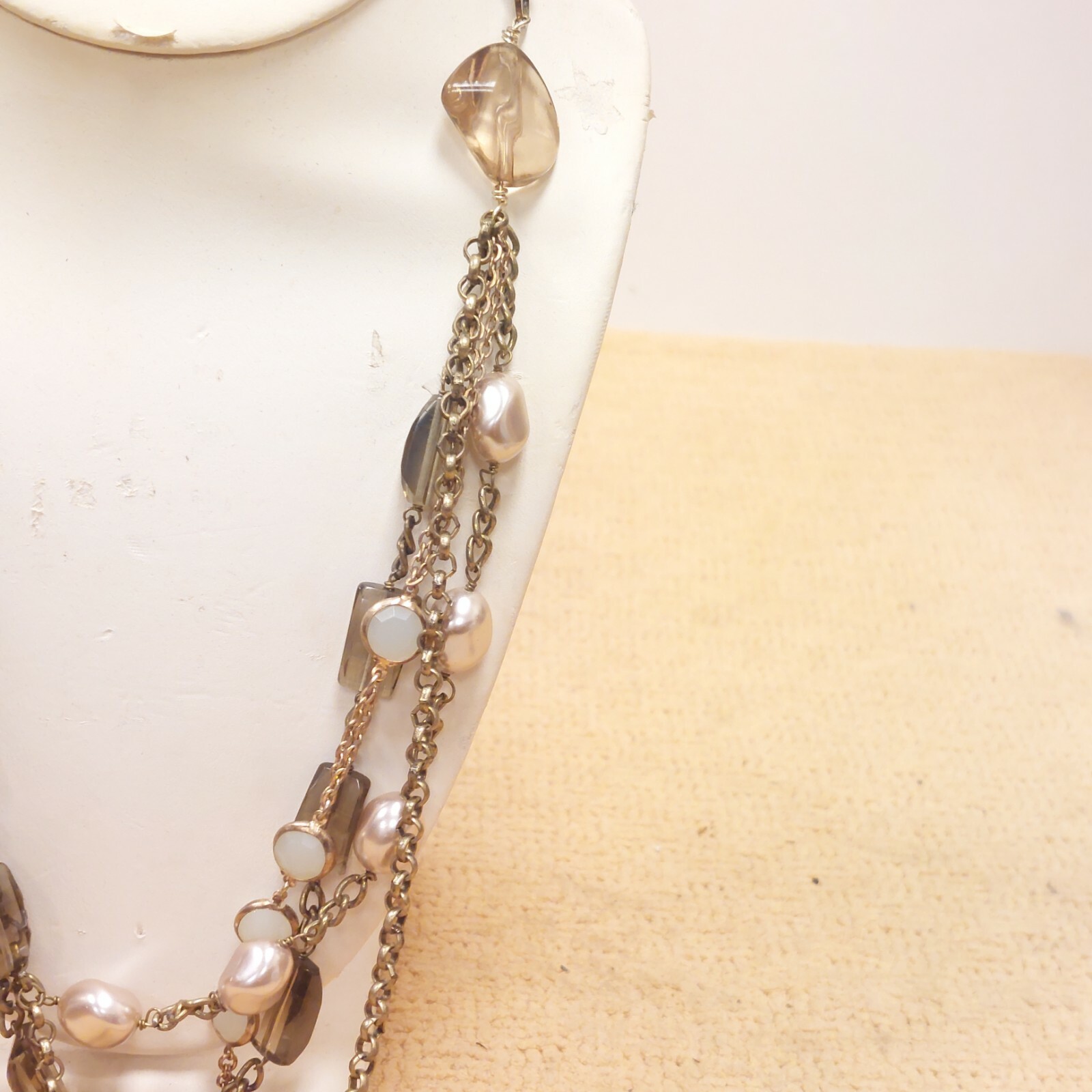 Talbots Beaded Cluster Multi Strand Necklace Faux… - image 4