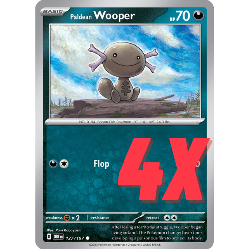 4X Pokemon TCG Paldean Wooper 127/197 S&V Obsidian Flames Regular Playset NM