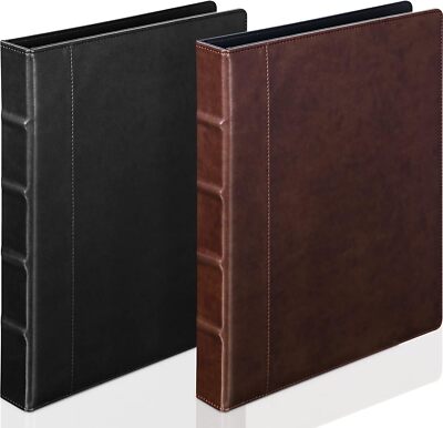 2 Pcs Vintage Hardback 3 Ring Binder Professional Leather Organizer Round Rings