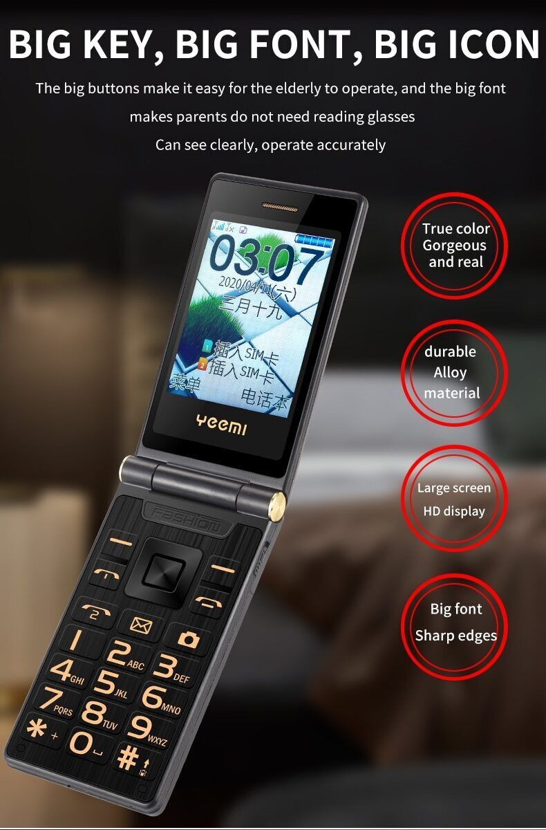 Unlocked Business Dual Sim Flip Mobile Cell GSM Phone Big Button For