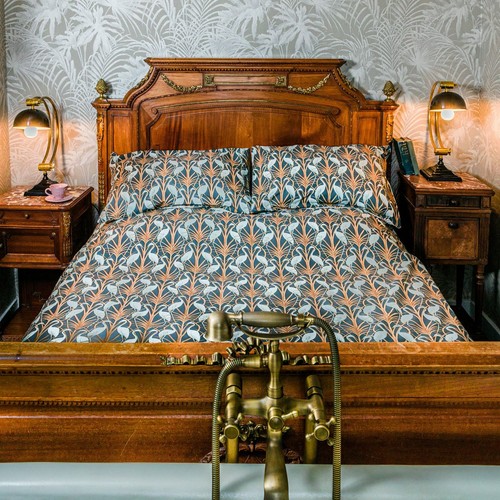 The Chateau Nouveau Airone Doppio Set da Letto Navy Acqua Uccelli Copripiumino