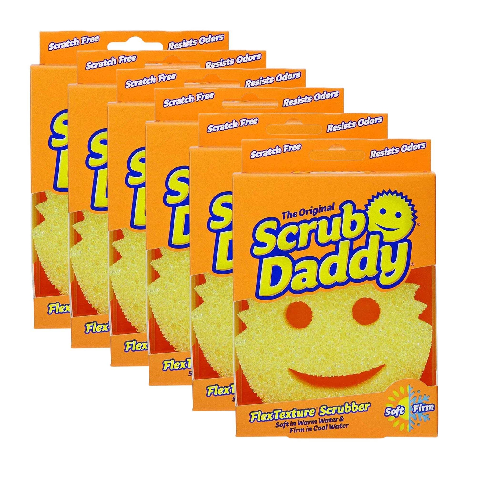 Scrub Daddy Original Yellow – 6 Pack | FlexTexture Scratch-Free Sponges