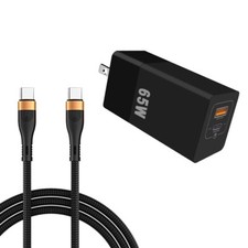 65W PD QC 3.0 USB C GaN Adapter Fast Wall Charger Data Sync Cable for CellPhones