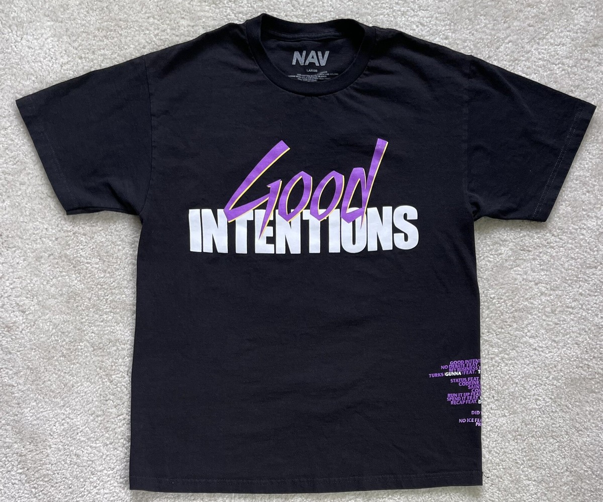 Nav x VLONE Good Intentions Doves Hip Hop Rap Tour Black Large T