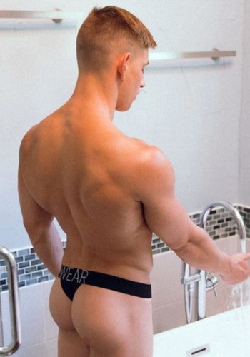Men's New Sexy "BOX MENSWEAR" Black Thong w/Enhancing Pouch - Gay Interest