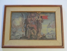 FREDERIC DANA MARSH PAINTING WPA INDUSTRIAL NAUTICAL SCIENCE ENGINEERING ANTIQUE