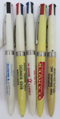 Vintage Lot of TRI-COLOR Ballpoint Ink Pens Advertising THREE