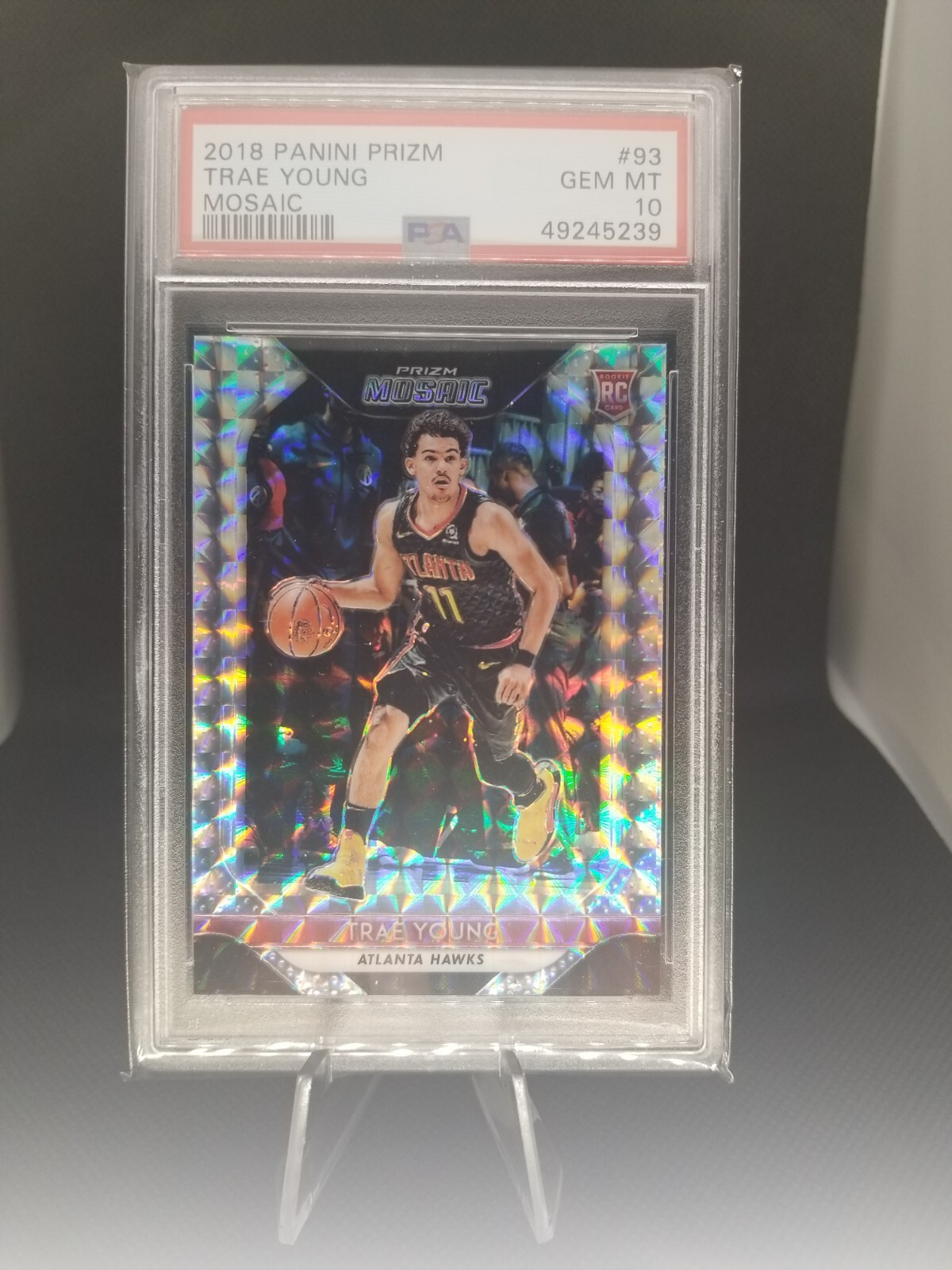 📈2018 PANINI PRIZM #93 TRAE YOUNG MOSAIC ROOKIE CARD RC PSA 10!!📈