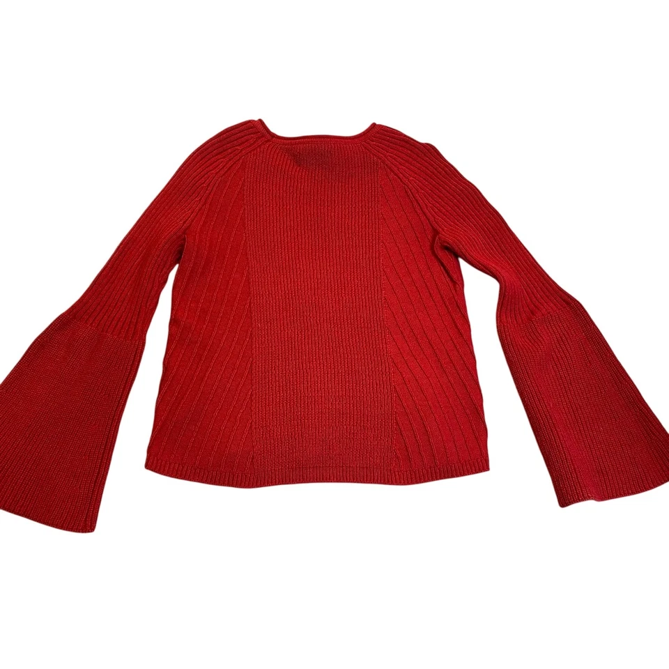 Suéter para mujer Michael Stars Whimseygoth pequeño rojo tejido con cable con mangas de campana Foto 2 de 4