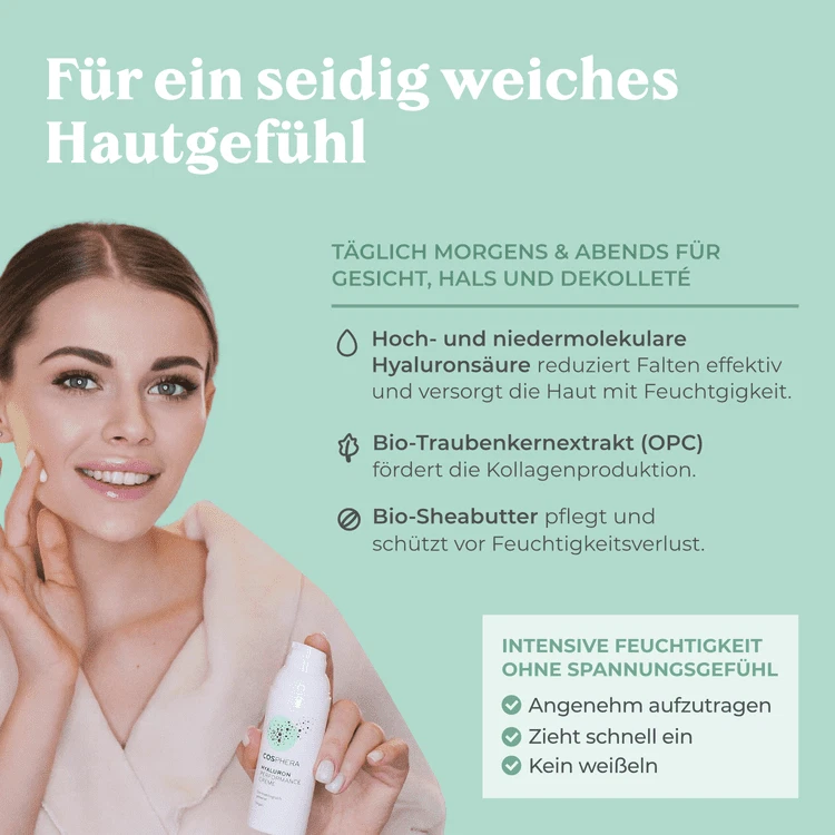 Cosphera Hyaluron Performance Creme 50ml - vegane Tages Nachtcreme 50ml - Bild 2 von 4