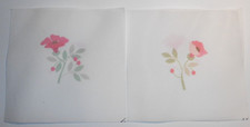 Lot of 2 Printed Aida Cross Stitch Embroidery FLORAL FLOWER Designs 6.5" x 7"