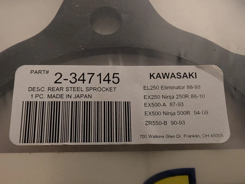 Piñón trasero eliminador Kawasaki EX250 EX500 Ninja EL250 45T negro Sunstar Foto 3 de 4