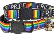 Rainbow Pride Cat Collars - Adjustable Breakaway With Bell - 3 Sizes 2 Patterns