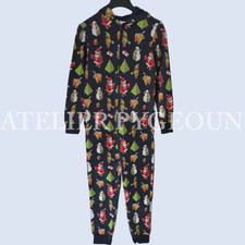 NWT H M Boys Printed Hooded Jumpsuit Blue / Christmas pattern Sz 12/14 10-12Y 