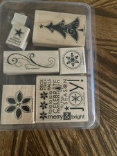 Stampin Up SEASON OF JOY set of 7 CHRISTMAS Rubber Wood Mounted Stamps Tree